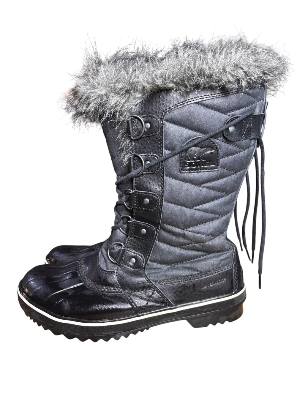 Sorel Tofino II Waterproof Faux Fur Winter Boots – Gray/Black – Women’s 9